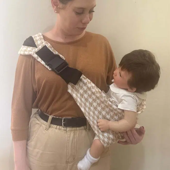 PouchCo Adventurer Ergonomic Toddler Sling Carrier - Light Brown Plaid