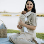 PouchCo Comfort Baby Carrier - Beige & White Houndstooth - Image 2