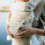 PouchCo Comfort Baby Carrier - Beige & White Houndstooth - Image 12