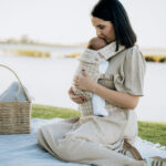 PouchCo Comfort Baby Carrier - Beige & White Houndstooth - Image 14