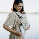 PouchCo Comfort Baby Carrier - Beige & White Houndstooth - Image 8