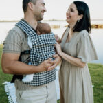 PouchCo Comfort Baby Carrier - Black & Grey Houndstooth