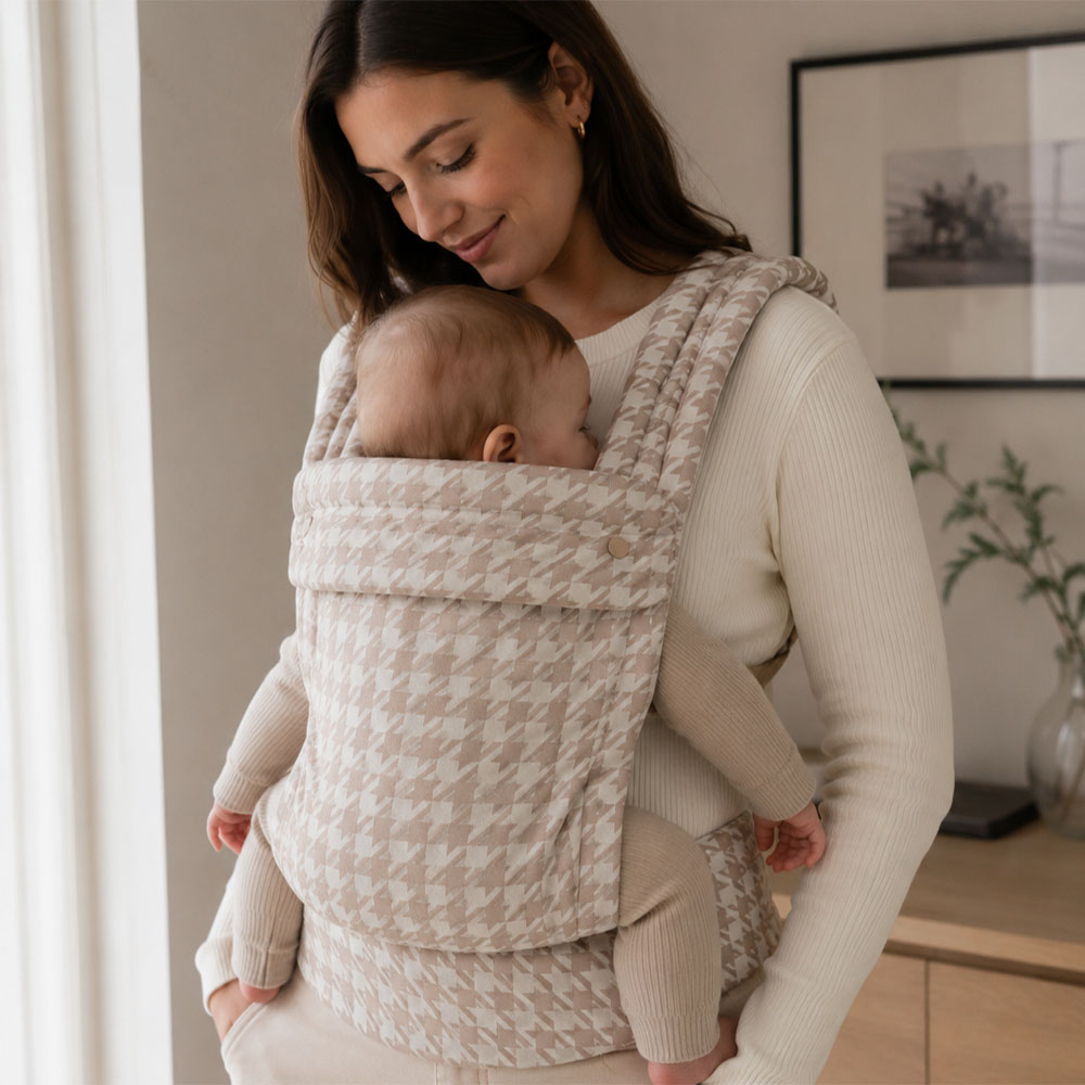 _0002_SnugGo Baby Carrier - Beige Houndstooth PouchCo SnugGo Baby Carrier - Beige Houndstooth