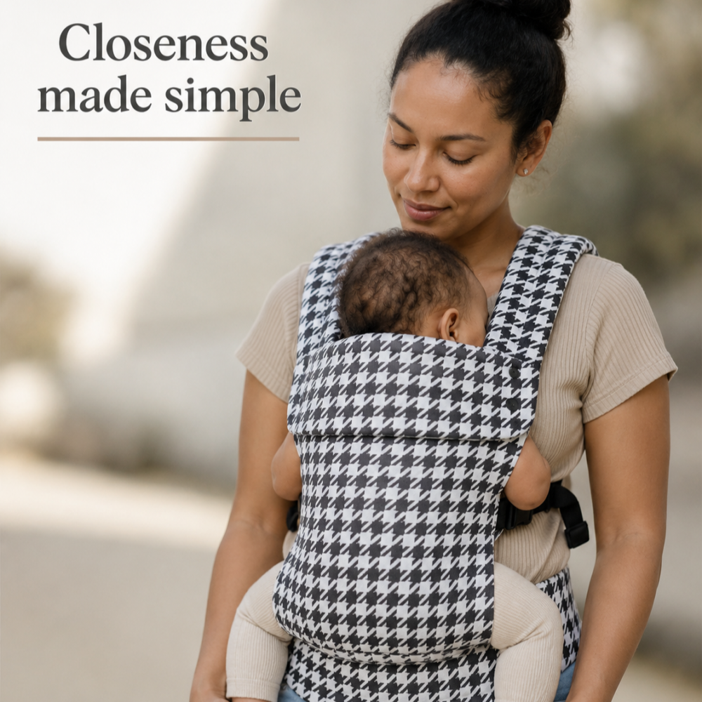 SnugGo Baby Carrier - Black & White Houndstooth (Stock Arriving 30 July 2026) - Image 2