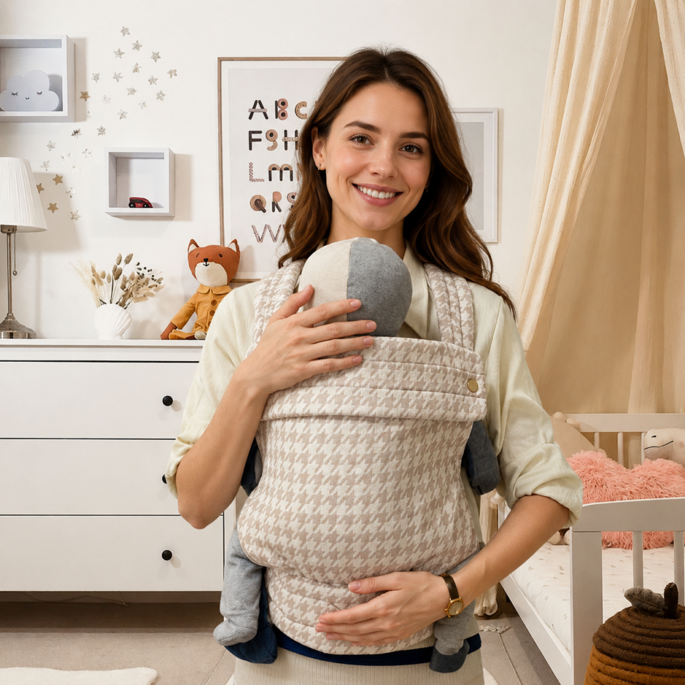 SnugGo Baby Carrier - Beige Houndstooth (Stock Arriving 30 July 2026) - Image 4