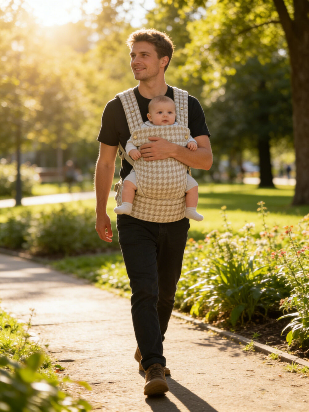 SnugGo Baby Carrier - Beige Houndstooth (Stock Arriving 30 July 2026) - Image 2