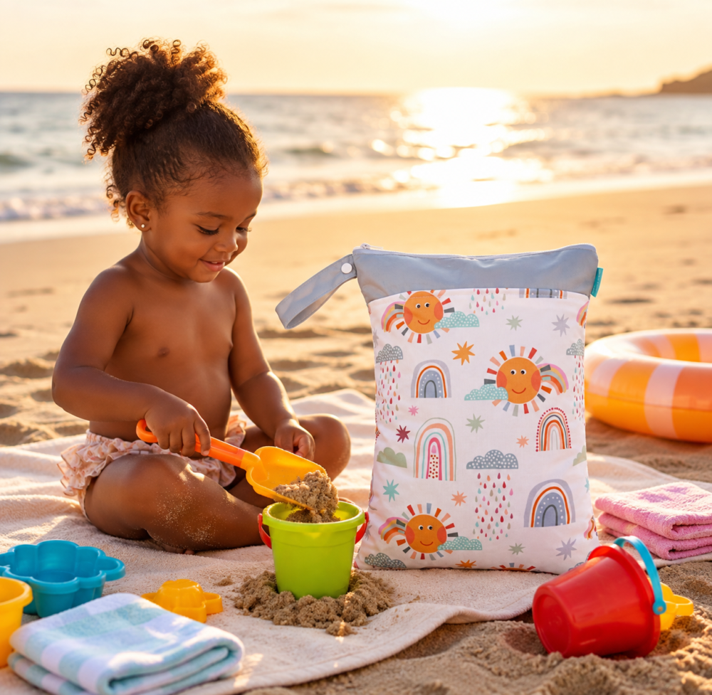 Baby Eco Waterproof Wet Dry Separation Pouch - Sunshine & Rainbow - Image 3