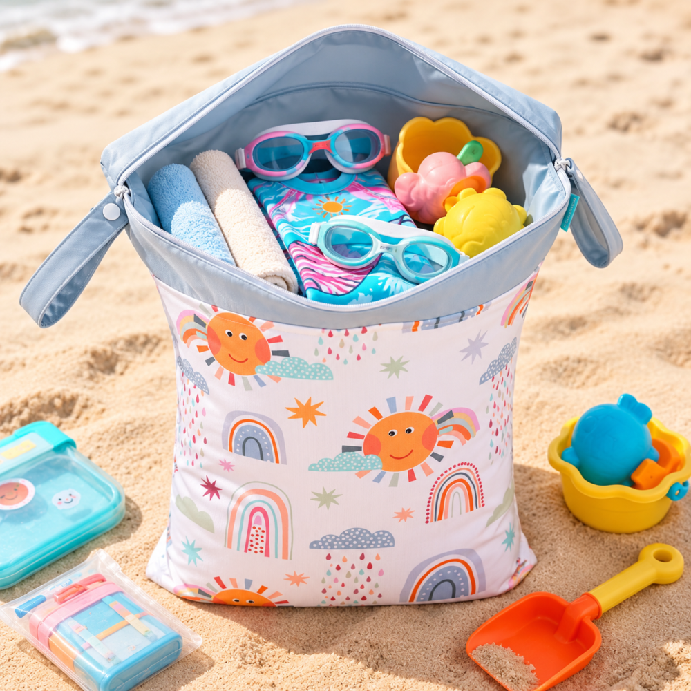 Baby Eco Waterproof Wet Dry Separation Pouch - Sunshine & Rainbow - Image 2