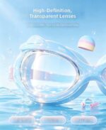 Swimming Goggles For Kids Swimming Cap Swimming Set With Ear Plugs - Pink - Image 5