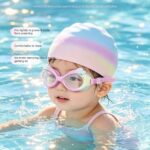 Swimming Goggles For Kids Swimming Cap Swimming Set With Ear Plugs - Pink - Image 4