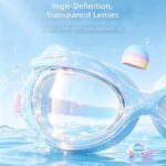 UV Shield Anti-Fog Goggles & Earplugs & Silicone Swim Cap - Pink & Blue - Image 5