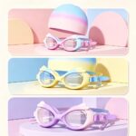 UV Shield Anti-Fog Goggles & Earplugs & Silicone Swim Cap - Pink & Blue - Image 2