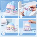 UV Shield Anti-Fog Goggles & Earplugs & Silicone Swim Cap - Pink - Image 2